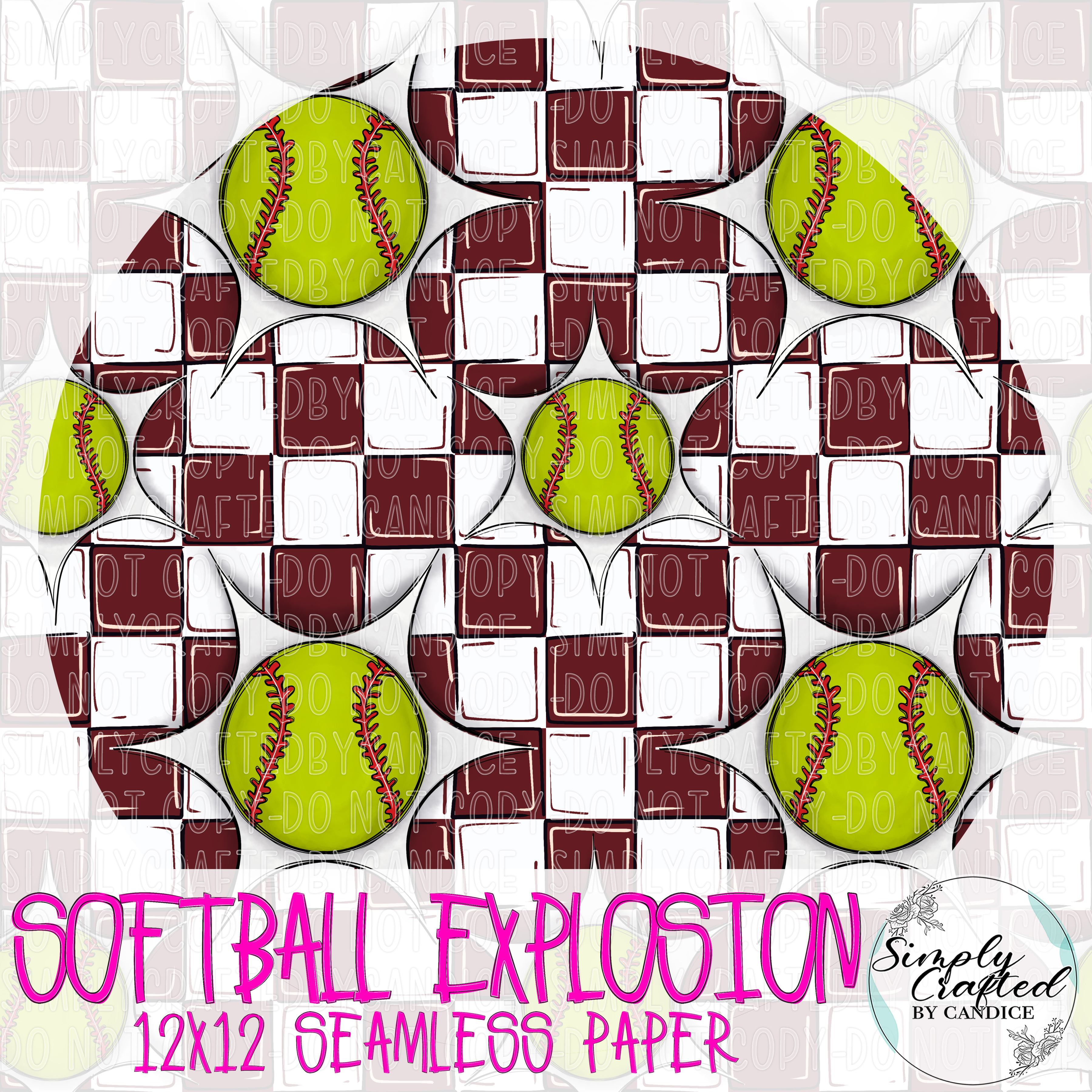 Softball Explosion Seamless Paper – Image 3