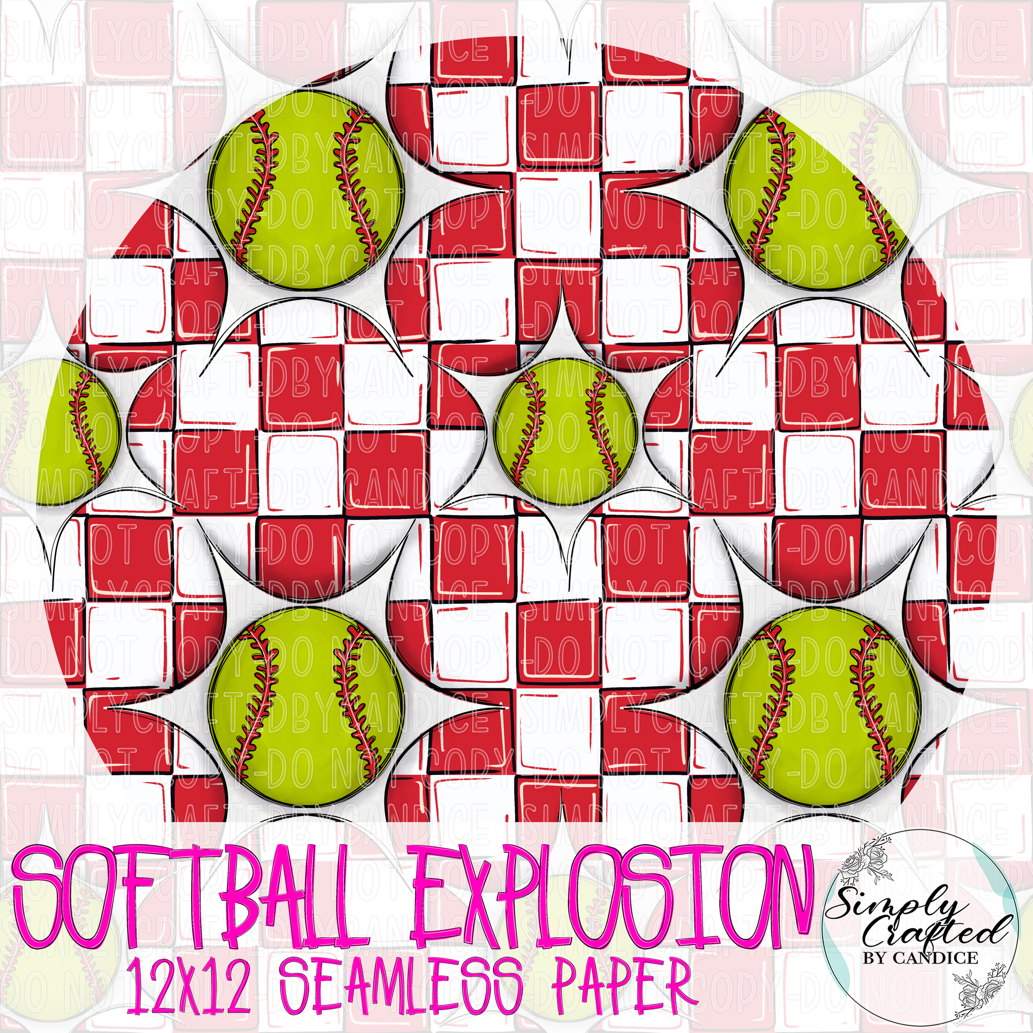 Softball Explosion Seamless Paper – Image 2