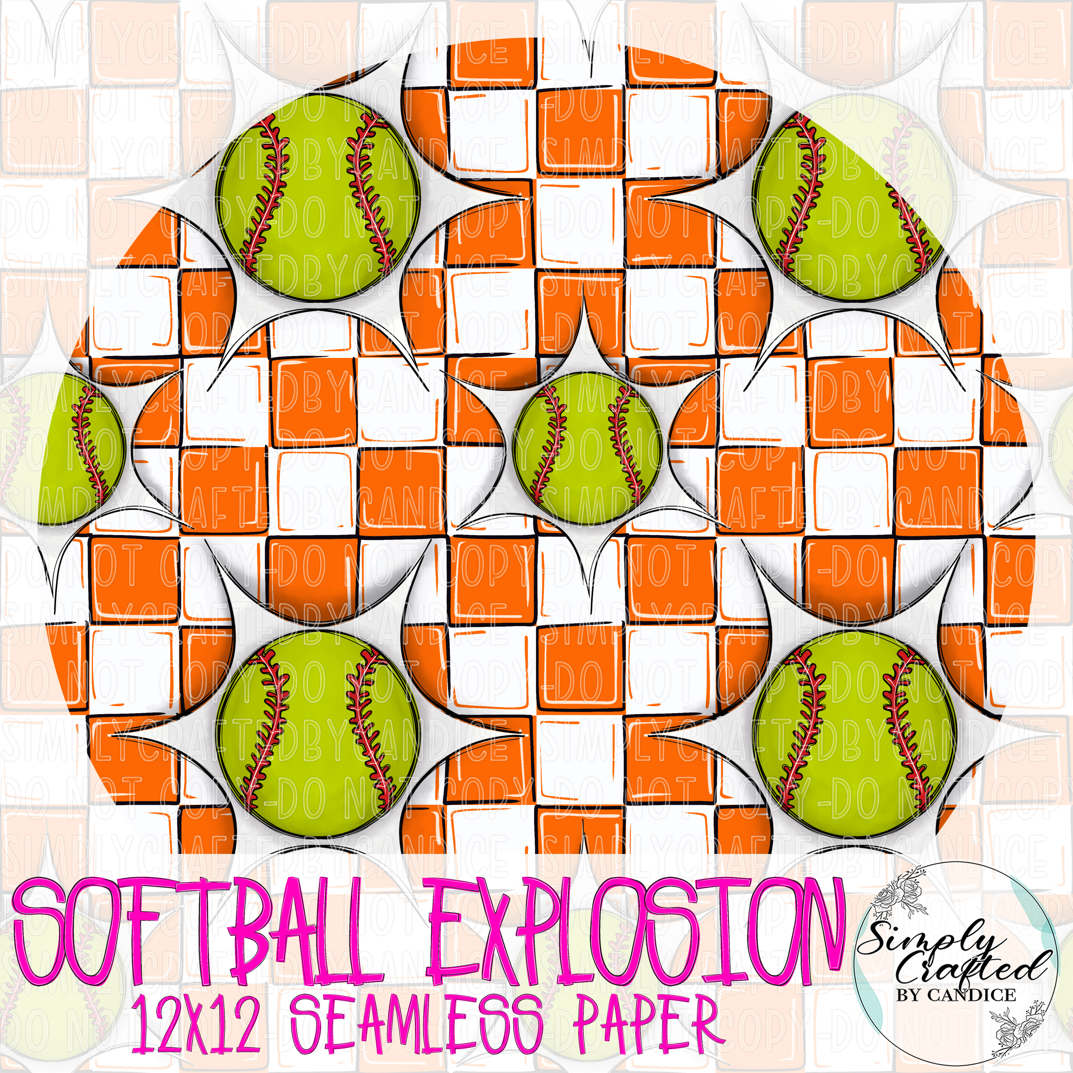Softball Explosion Seamless Paper – Image 4