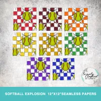 Softball Explosion Seamless Paper – Image 1