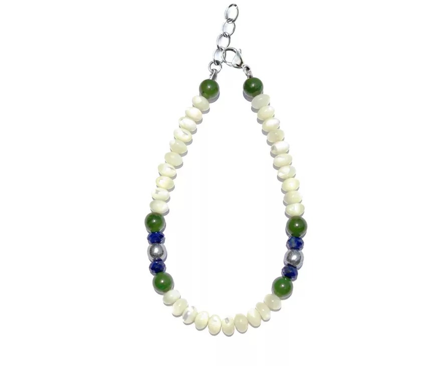 GEM MIX LINE: Armband, Collier & Ohrringe – Lapis Lazuli, Jade, Perlmutt, Armband