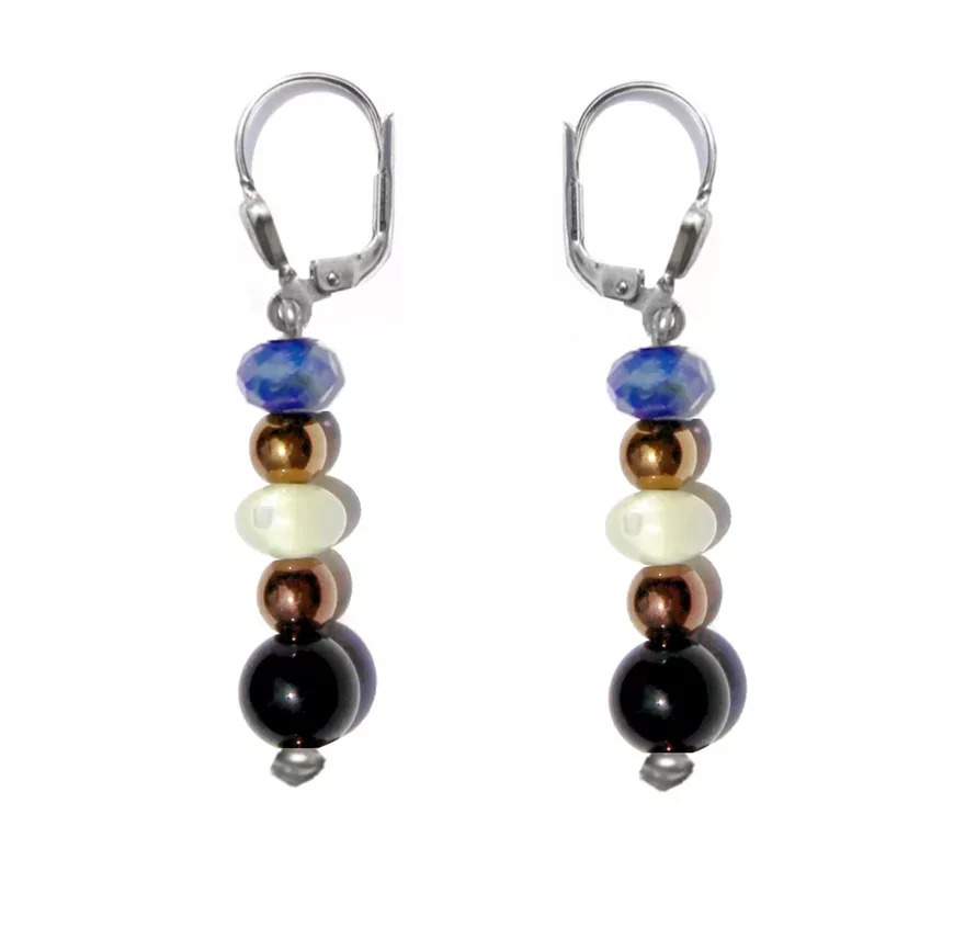 GEM MIX LINE: Armband, Collier & Ohrringe – Lapis Lazuli, Perlmutt, Onyx, Ohrringe