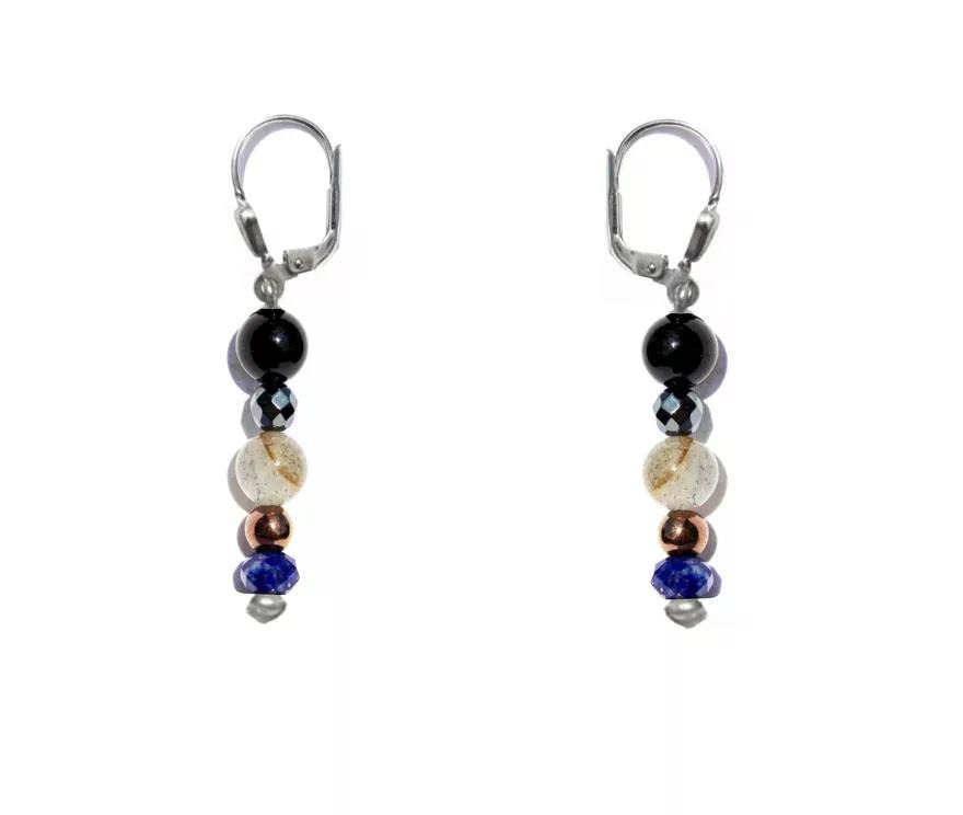 GEM MIX LINE: Armband, Collier & Ohrringe – Lapis Lazuli, Labradorit, Onyx, Ohrringe