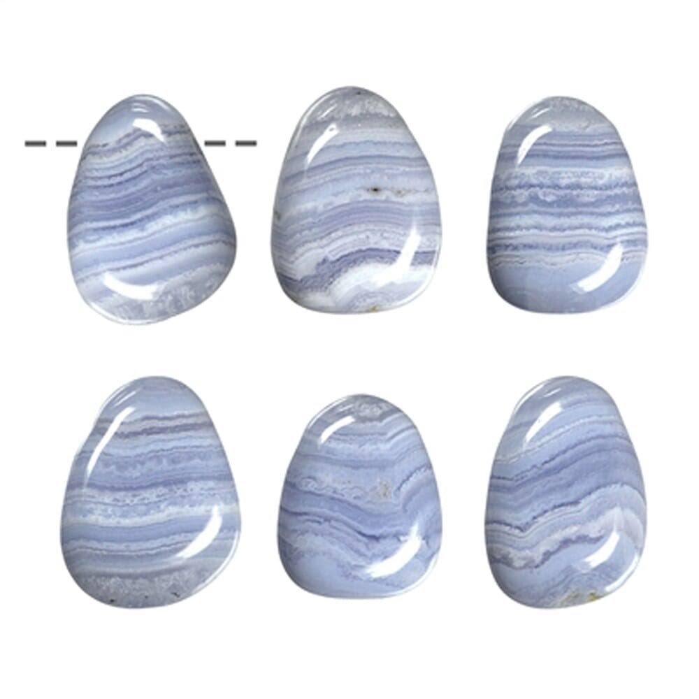 Trommelstein-Schmuck & Hilfe für jedes der 12 Sternzeichen – Chalcedon (blau)
