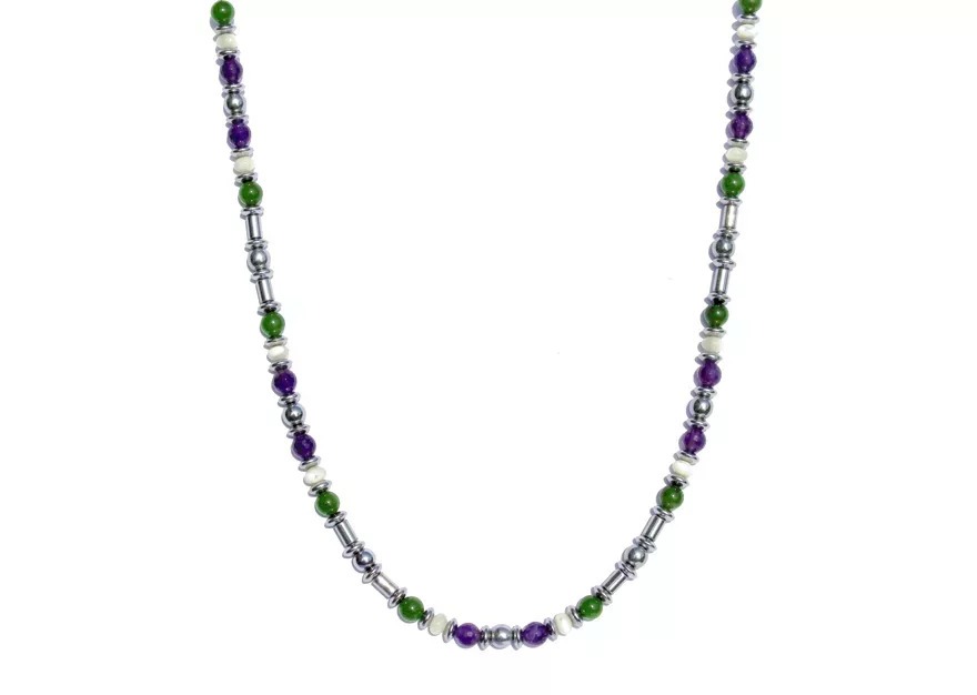 GEM MIX LINE: Armband, Collier & Ohrringe – Amethyst, Jade, Perlmutt, Collier
