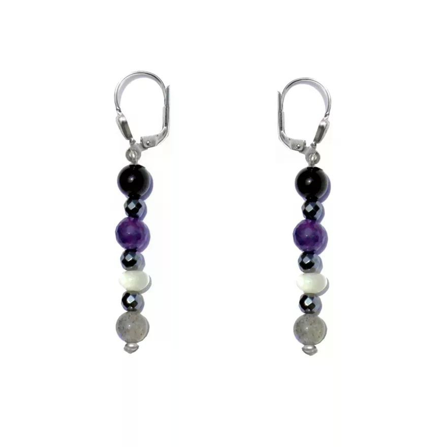 GEM MIX LINE: Armband, Collier & Ohrringe – Amethyst, Onyx, Labradorit, Ohrringe