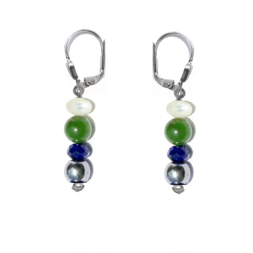 GEM MIX LINE: Armband, Collier & Ohrringe – Lapis Lazuli, Jade, Perlmutt, Ohrringe