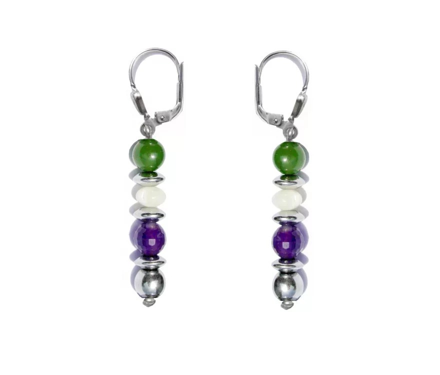 GEM MIX LINE: Armband, Collier & Ohrringe – Amethyst, Jade, Perlmutt, Ohrringe