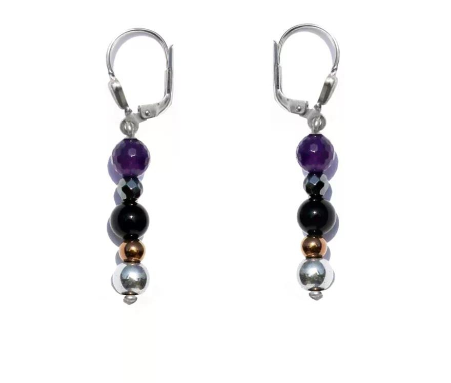 GEM MIX LINE: Armband, Collier & Ohrringe – Amethyst, Onyx, Ohrringe