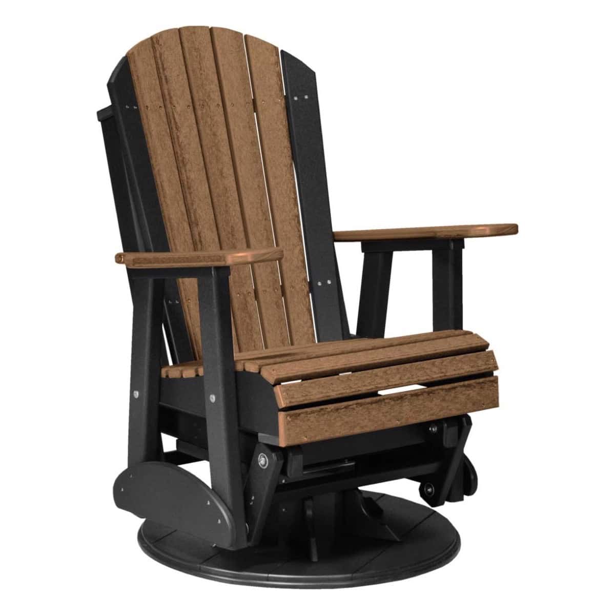 2′ Adirondack Swivel Glider – Antique Mahogany / Black