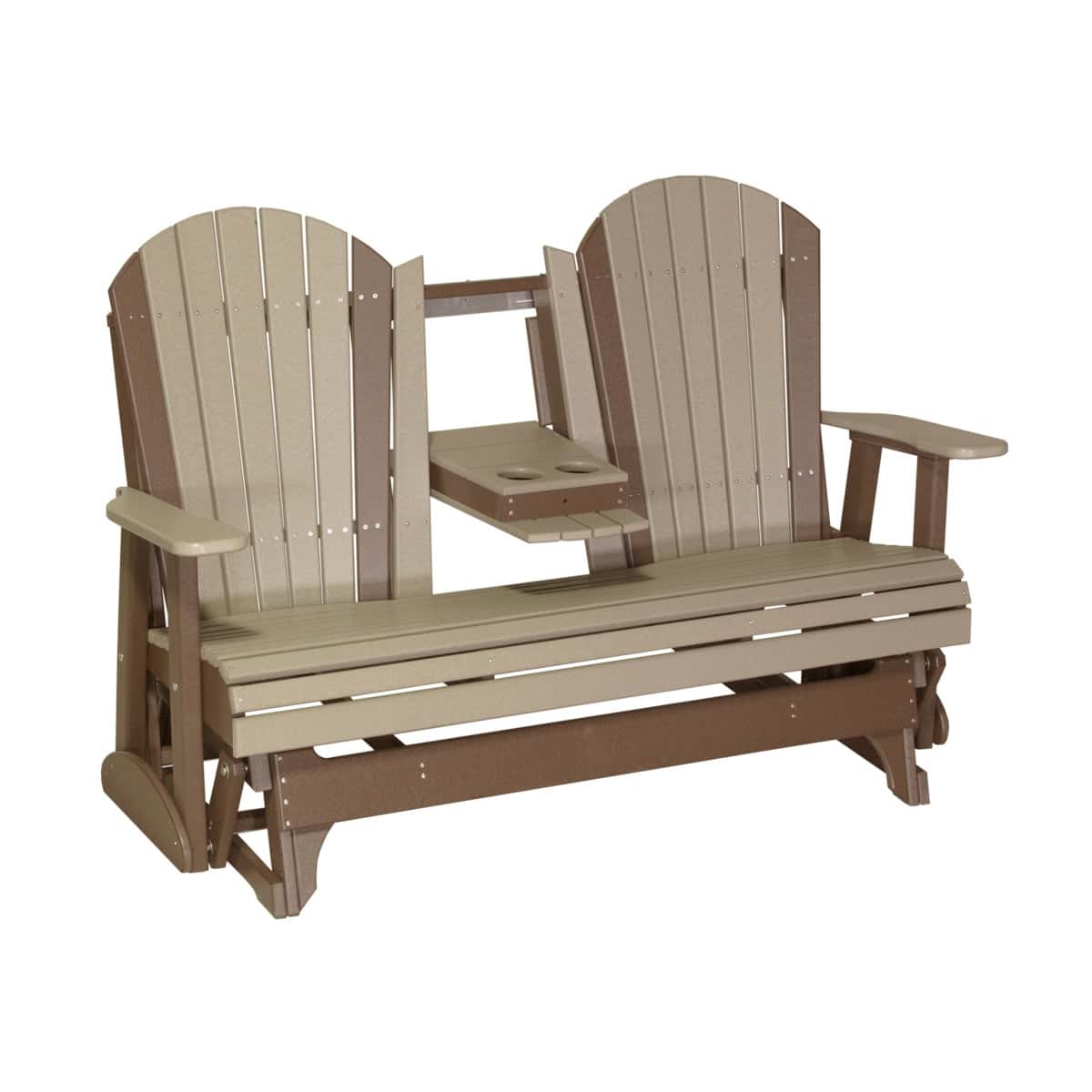 5′ Adirondack Glider – Weatherwood / Chestnut Brown