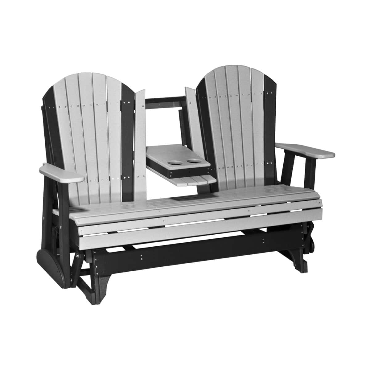 5′ Adirondack Glider – Dove Gray / Black