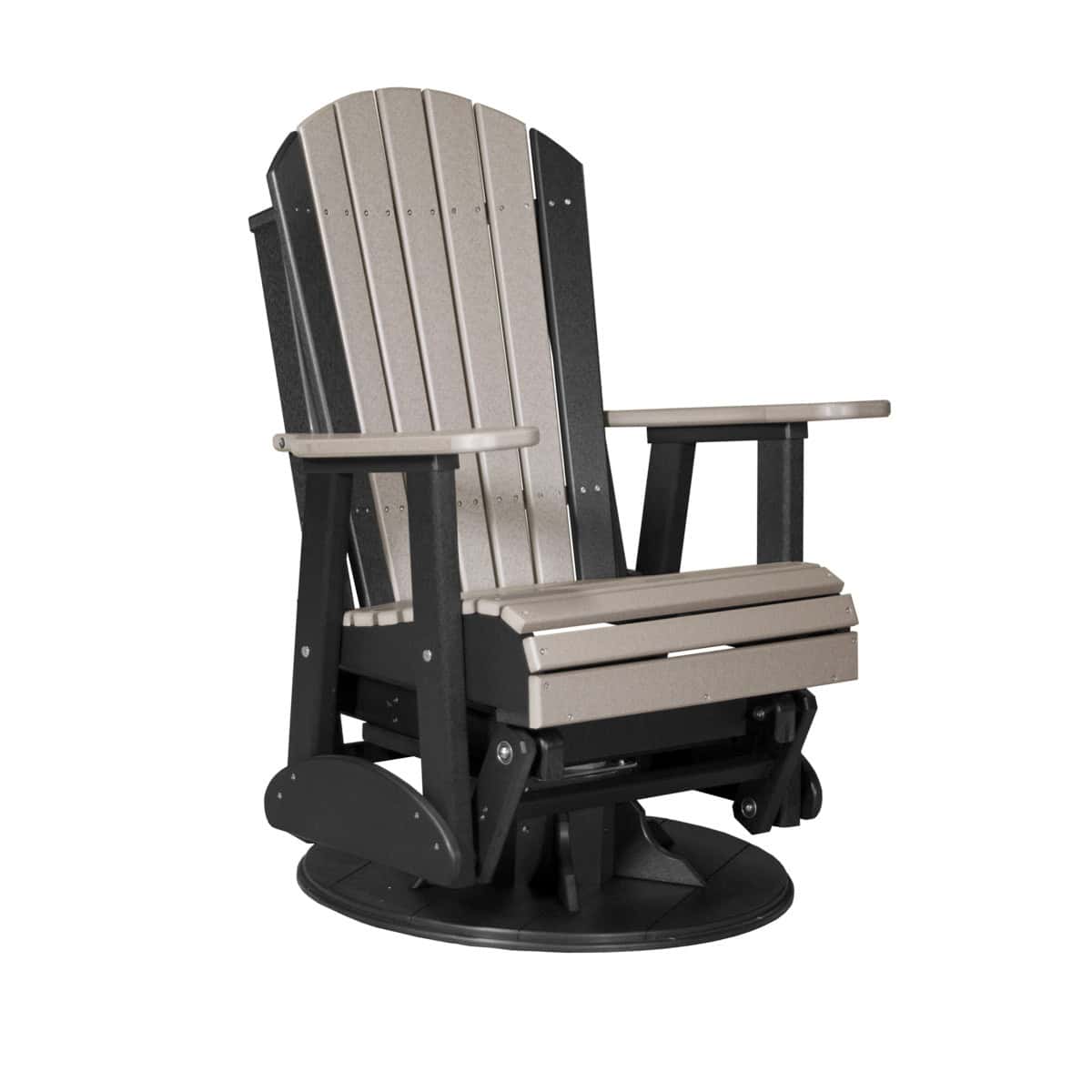 2′ Adirondack Swivel Glider – Weatherwood / Black