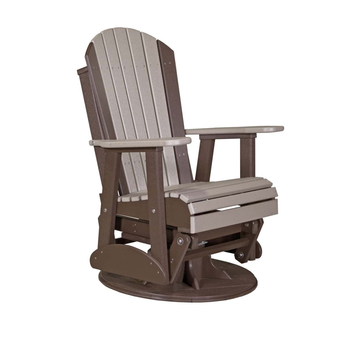2′ Adirondack Swivel Glider – Weatherwood / Chestnut Brown