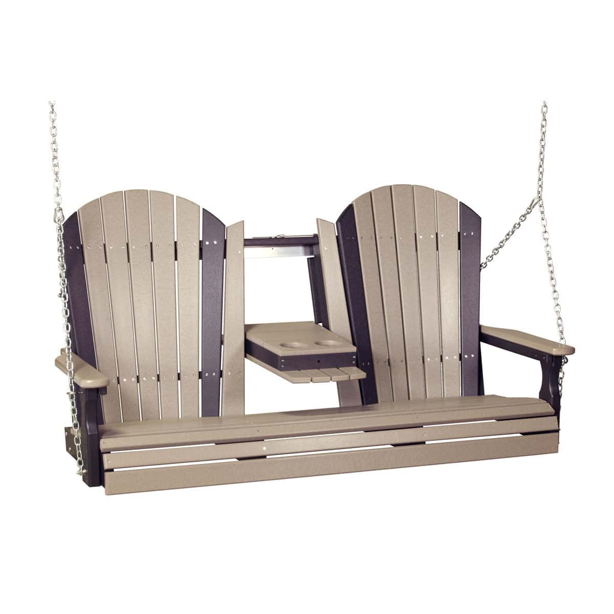 5′ Adirondack Swing – Weatherwood / Black