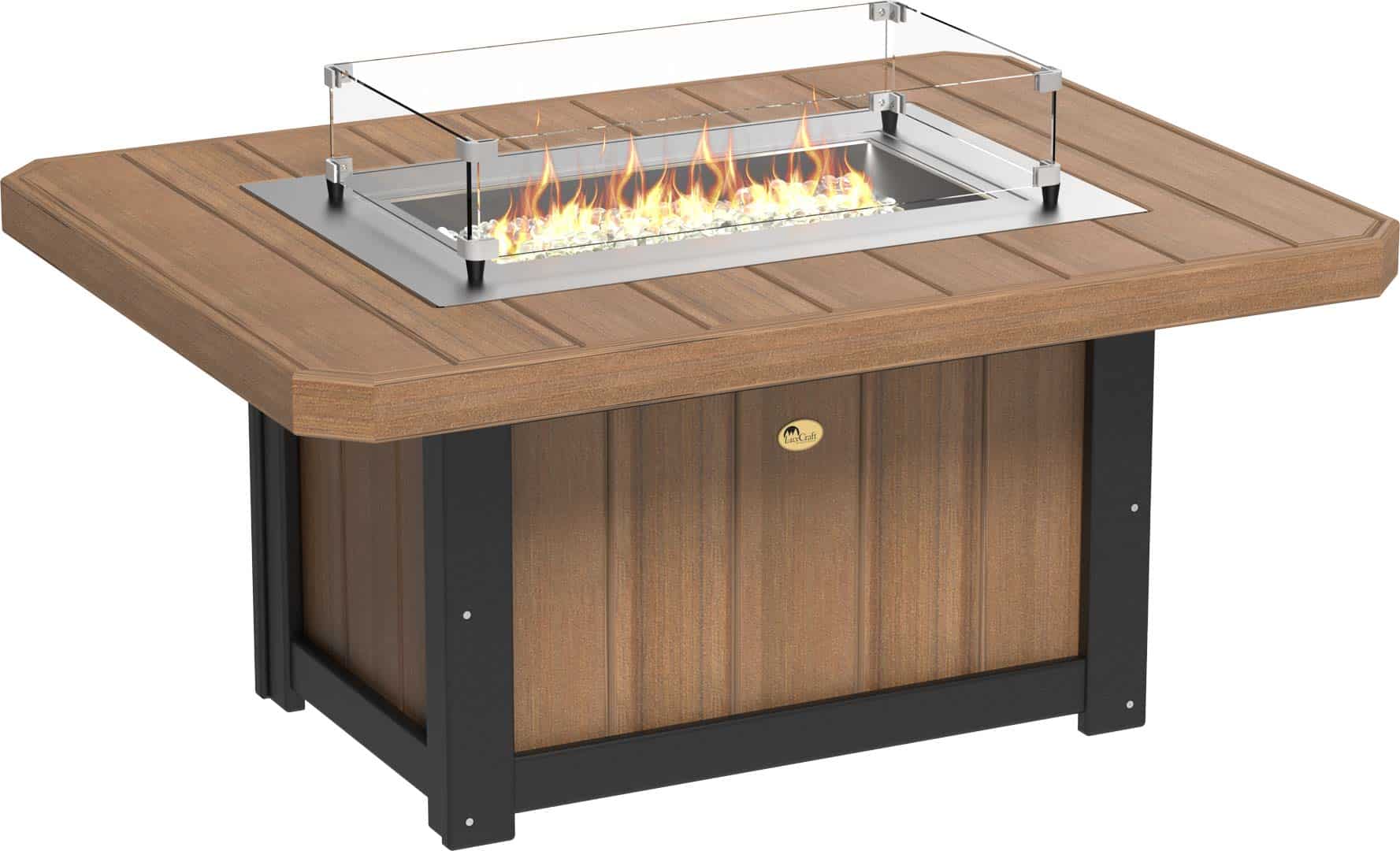 Lumin Fire Pit 51″ Rectangular – Antique Mahogany / Black