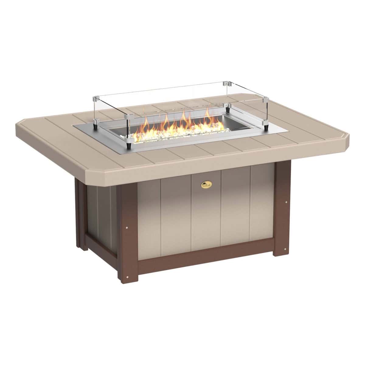 Lumin Fire Pit 51″ Rectangular – Weatherwood / Chestnut Brown
