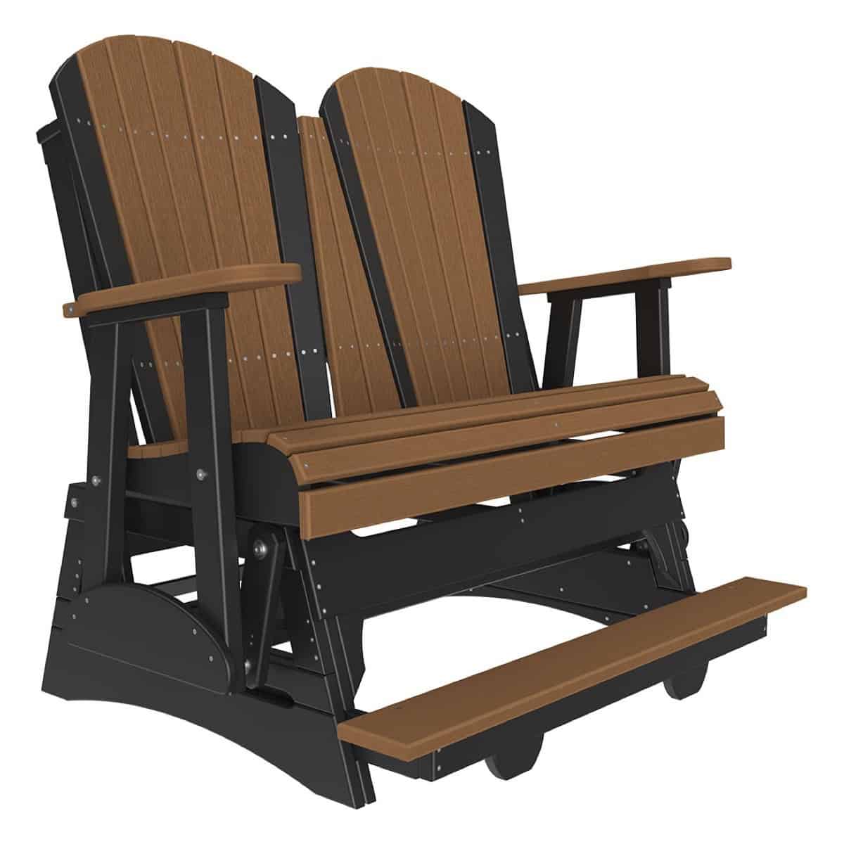 4′ Adirondack Balcony Glider – Antique Mahogany / Black