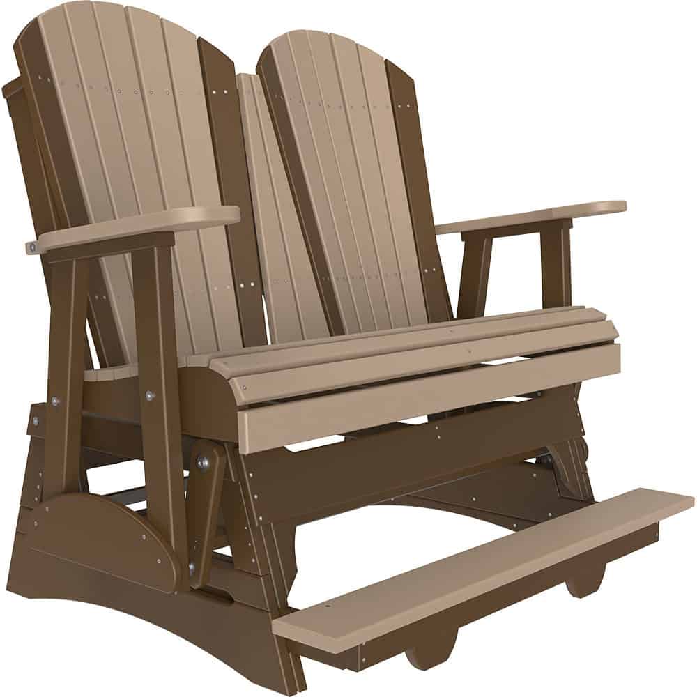 4′ Adirondack Balcony Glider –  Weatherwood / Chestnut Brown