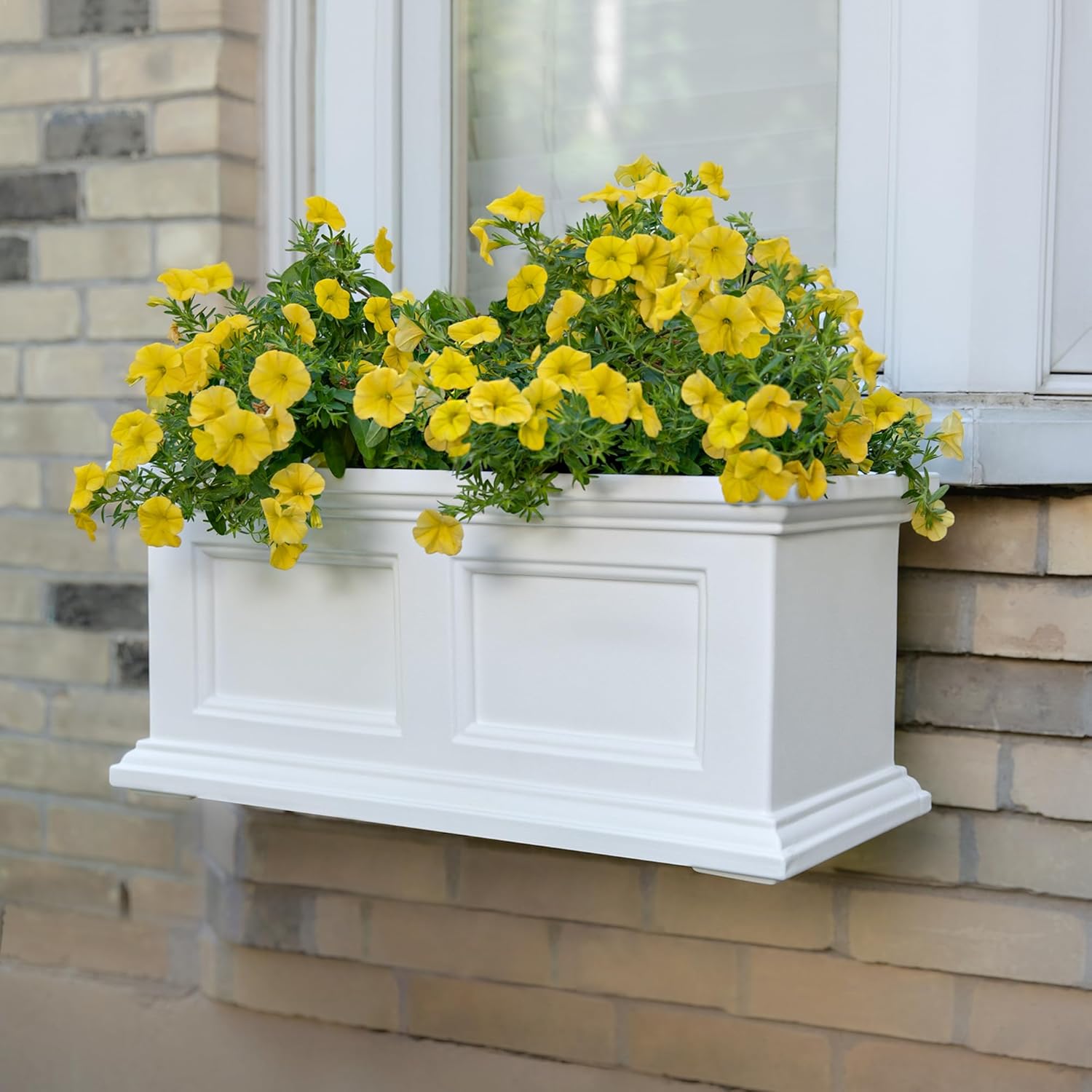 Self Watering Flower Box with Double Wall Design – White, 2ft