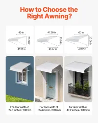 Durable Aluminum Window Awning Door Canopy- White  – Image 3