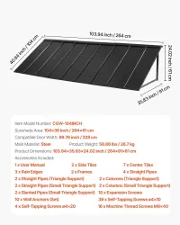Durable Aluminum Window Awning Door Canopy- Black – 104 x36