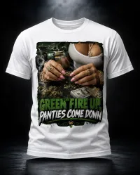 Green Fire Up Tee (Mens) – White, L