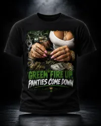 Green Fire Up Tee (Mens) – Black, XL