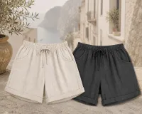 Made in Italy Linen Blend Drawstring Shorts  – Image 1