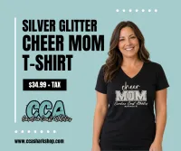 Silver Glitter Cheer Mom T-Shirt – Image 1