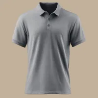Embroidered polo shirt – M, gray