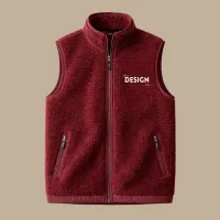 Fleece Vest with Embroidery – Red, S