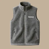 Fleece Vest with Embroidery – Light Gray, M