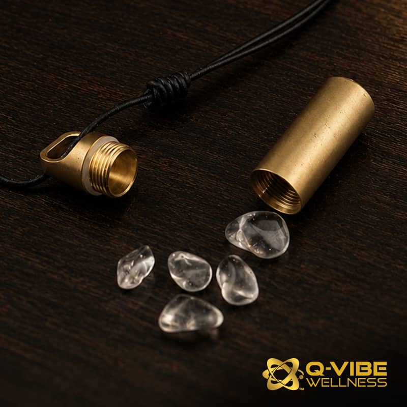 528HKs Quantum Infused Tumbled Quartz with Holder  – Image 1