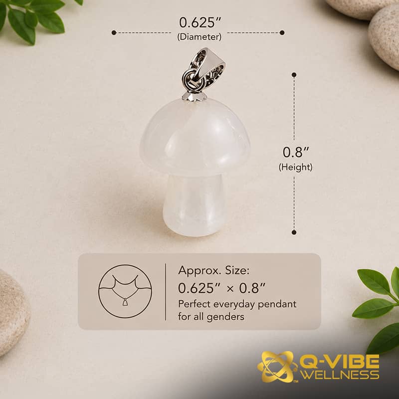 528HKs Quantum Infused Crystal Quartz Mushroom Pendant with Silver Tone Bail – Image 4