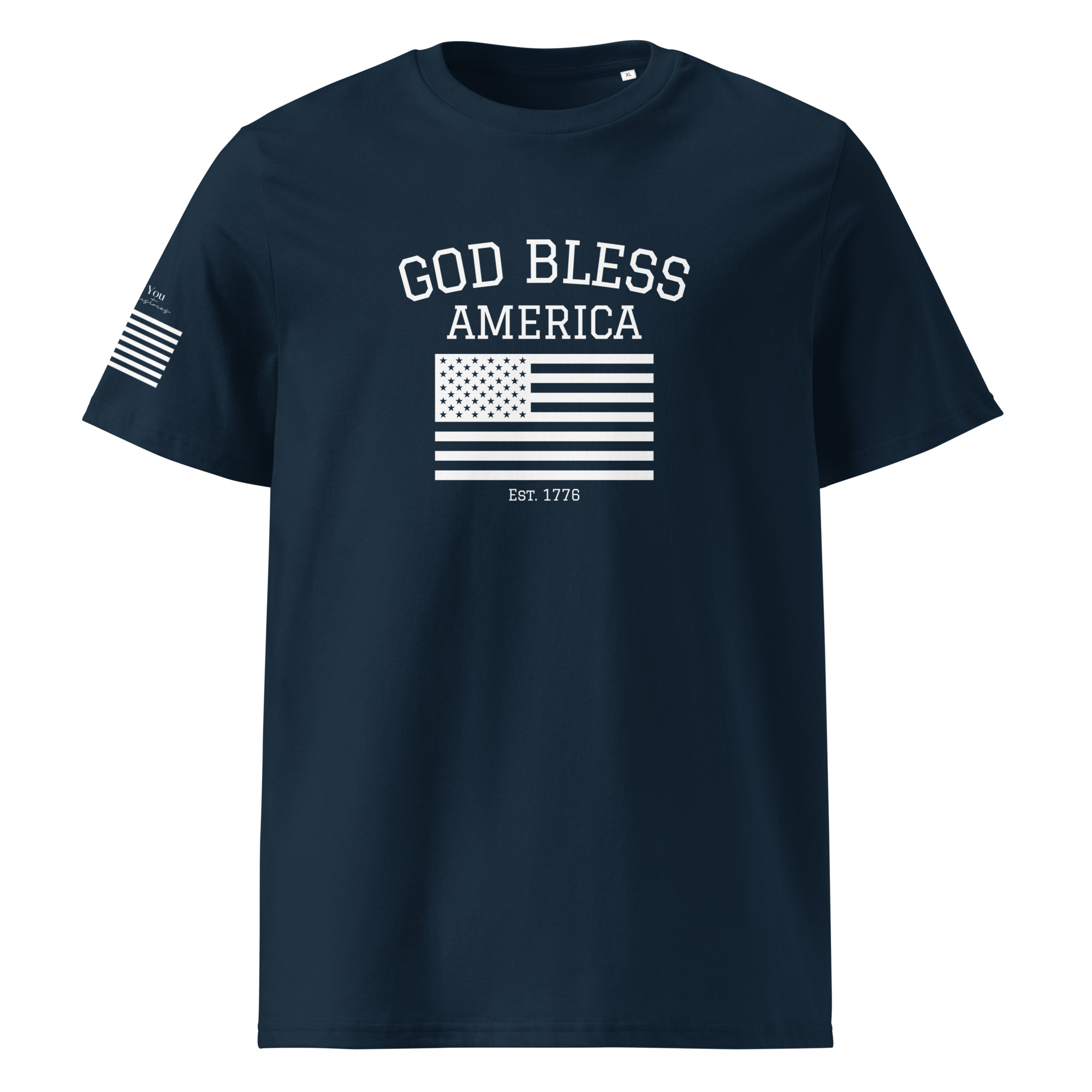 God Bless America Organic Cotton Unisex T-Shirt – Medium, French Navy