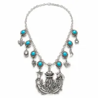 Turquoise Silver Charm Necklace – Image 1