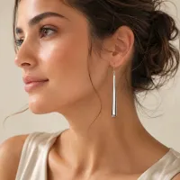 Liquid Silver Drop Earrings – Image 4