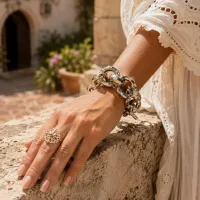 Marisol Hammered Link Bracelet – Image 5