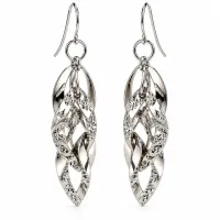 Silver Leaf Cascade Earrings – Image 2