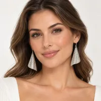 Textured Silver Sail Earrings – Image 3