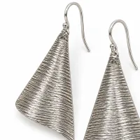 Textured Silver Sail Earrings – Image 2