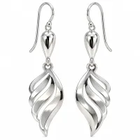 Silver Flame Leaf Earrings – Image 1