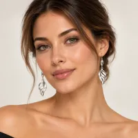 Silver Flame Leaf Earrings – Image 2