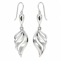 Silver Flame Leaf Earrings – Image 3