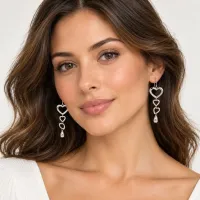 Silver Heart Cascade Earrings – Image 1