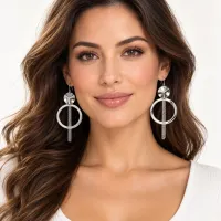 Silver Orbit Tassel Earrings – Image 2