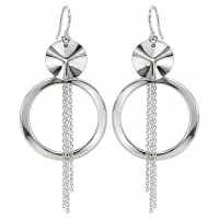 Silver Orbit Tassel Earrings – Image 1