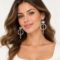 Silver Orbit Tassel Earrings – Image 3