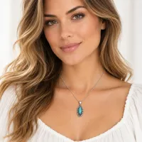 Turquoise Teardrop Halo Pendant – Image 3